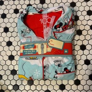 Disney Men’s Pajama Set - Red and Light Blue Mickey Mouse Print